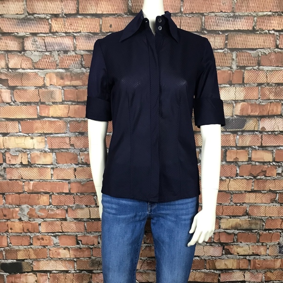 Farinaz Taghavi Short Sleeve Cuffed Top SZ 4 - Picture 5 of 8